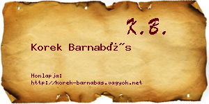 Korek Barnabás névjegykártya